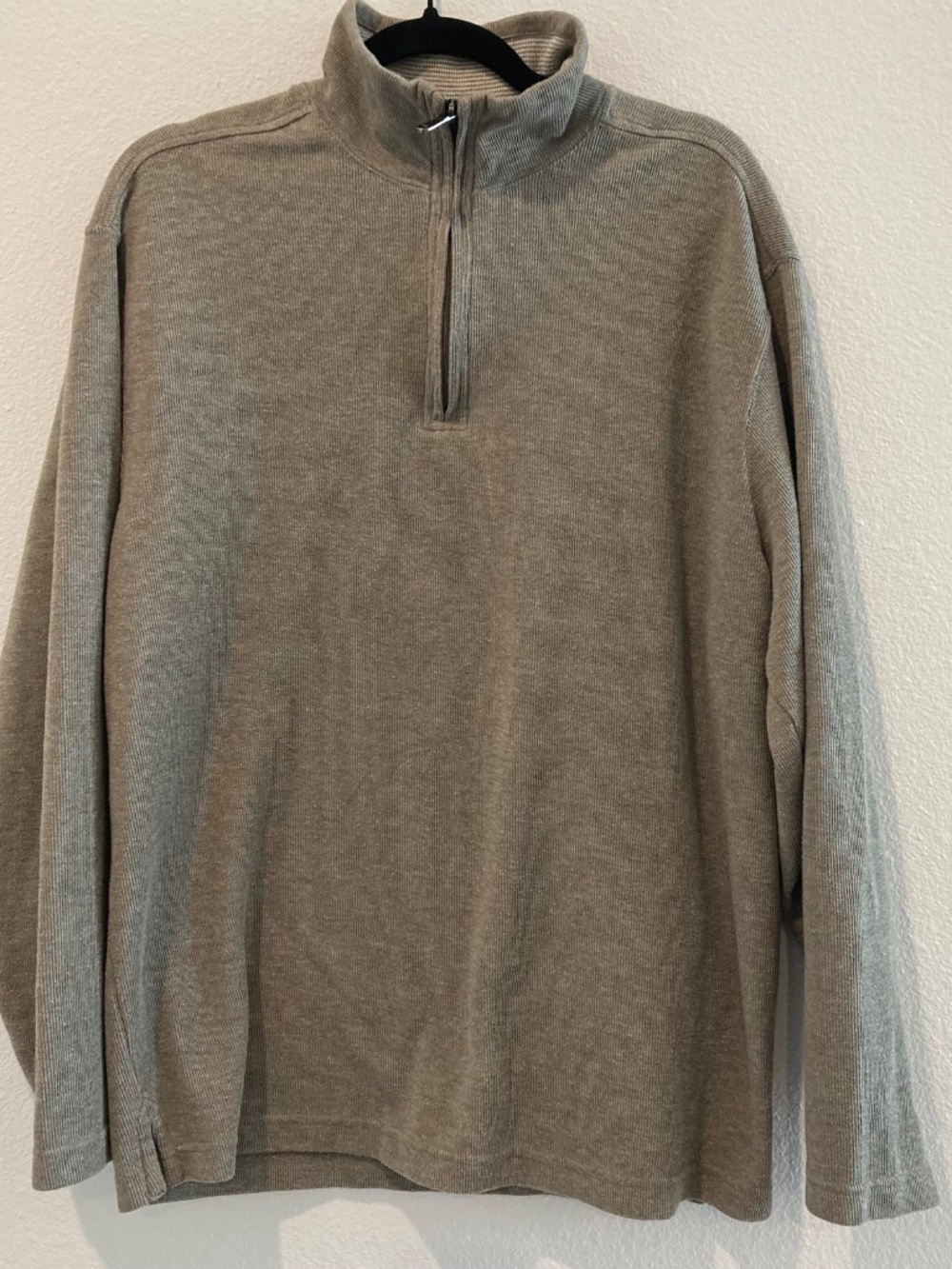 JOE Joseph Abboud Men XL Quarter Zip Pullover Ribbed Sweater Taupe Beige